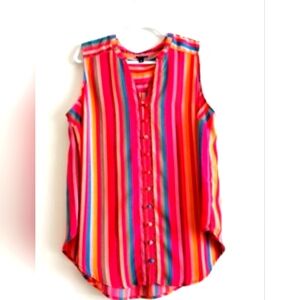 Torrid Multicolor Striped Button-Down Blouse Size M NEW